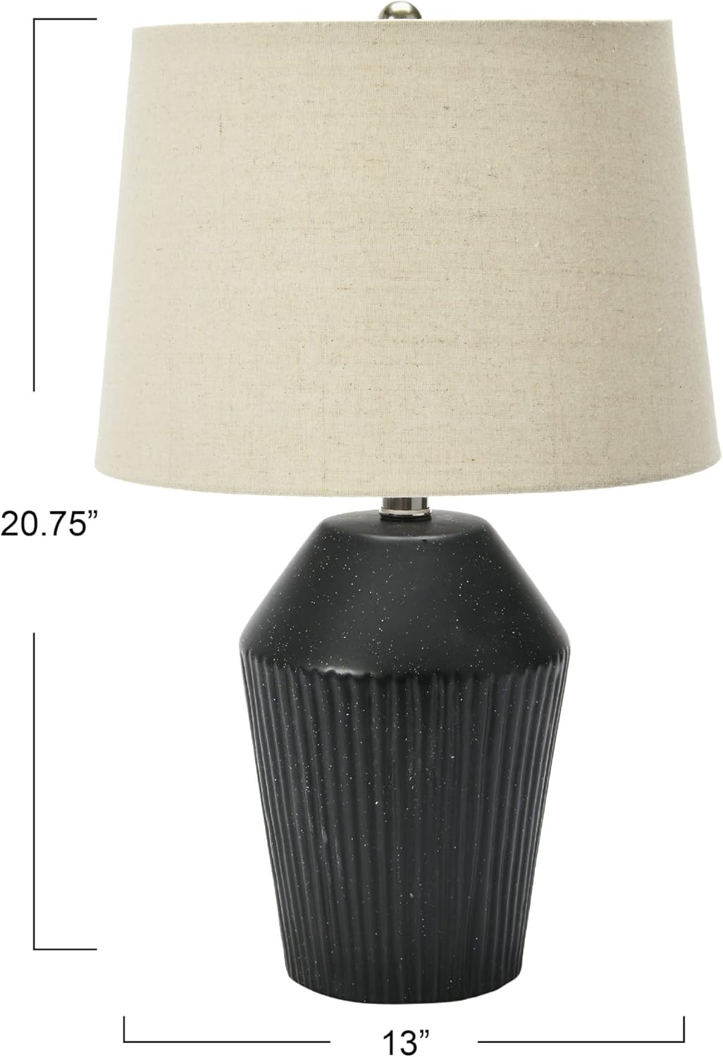 Creative CoOp 13quot Round Stoneware Desk Lamp BlackBlack
