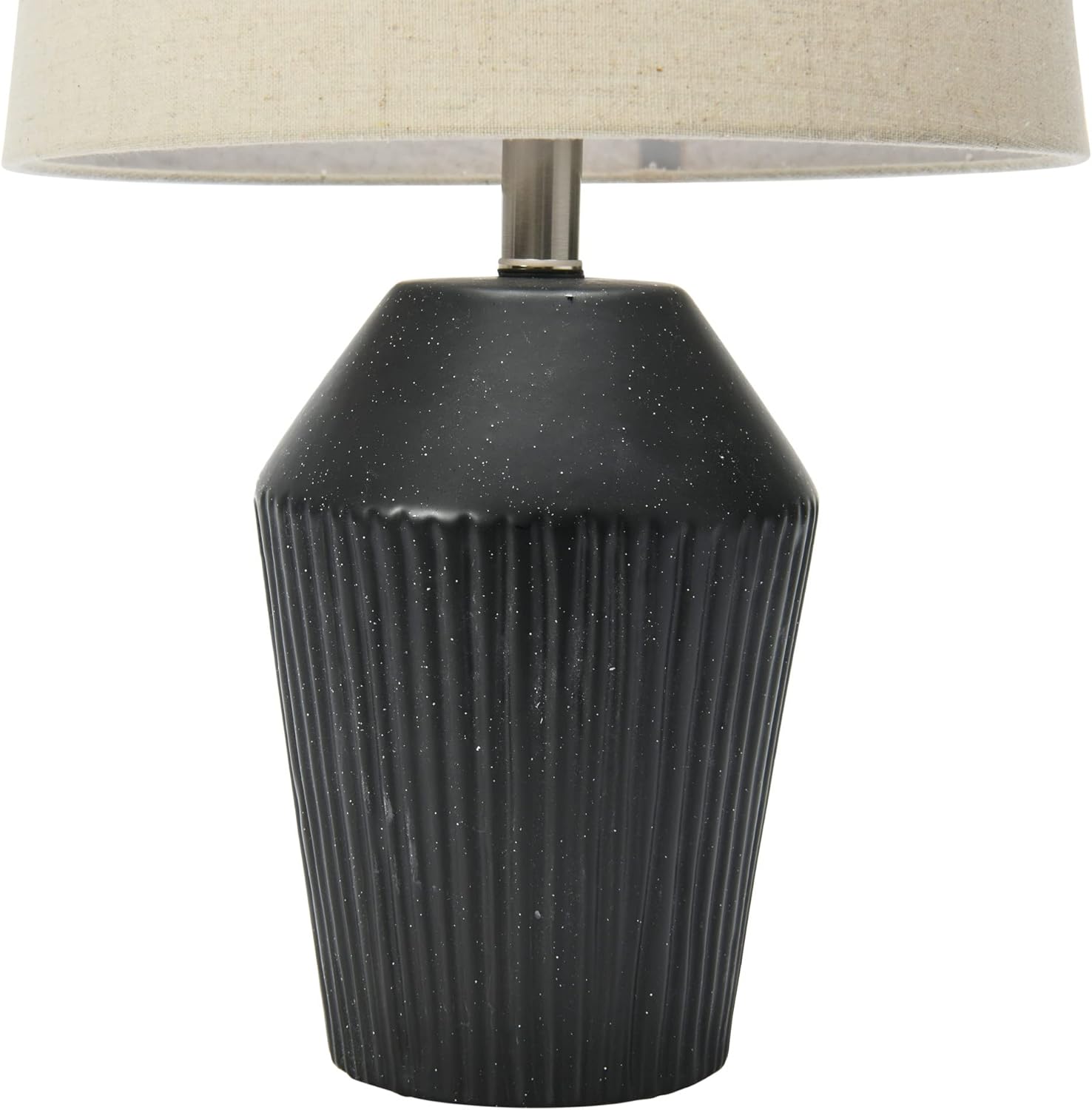 Creative CoOp 13quot Round Stoneware Desk Lamp BlackBlack