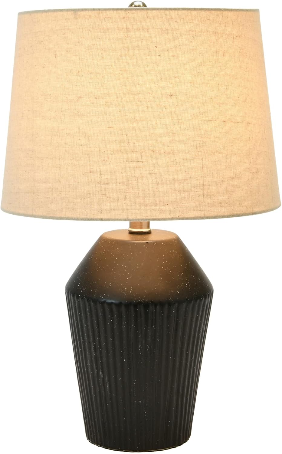 Creative CoOp 13quot Round Stoneware Desk Lamp BlackBlack