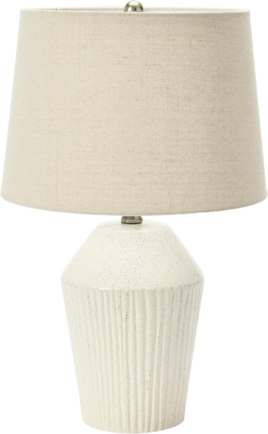 Creative CoOp 13quot Round Stoneware Desk Lamp BlackWhite