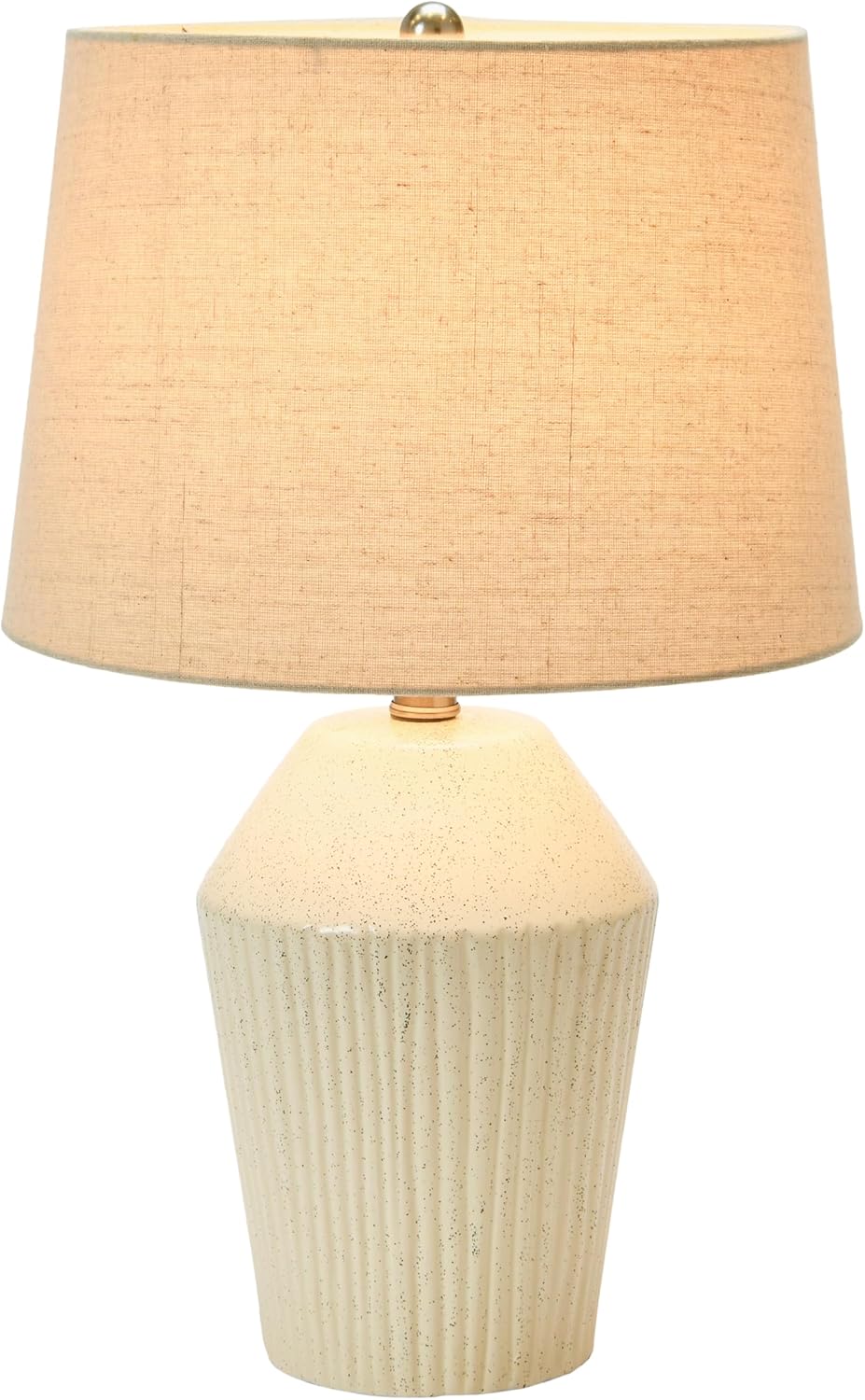 Creative CoOp 13quot Round Stoneware Desk Lamp BlackWhite