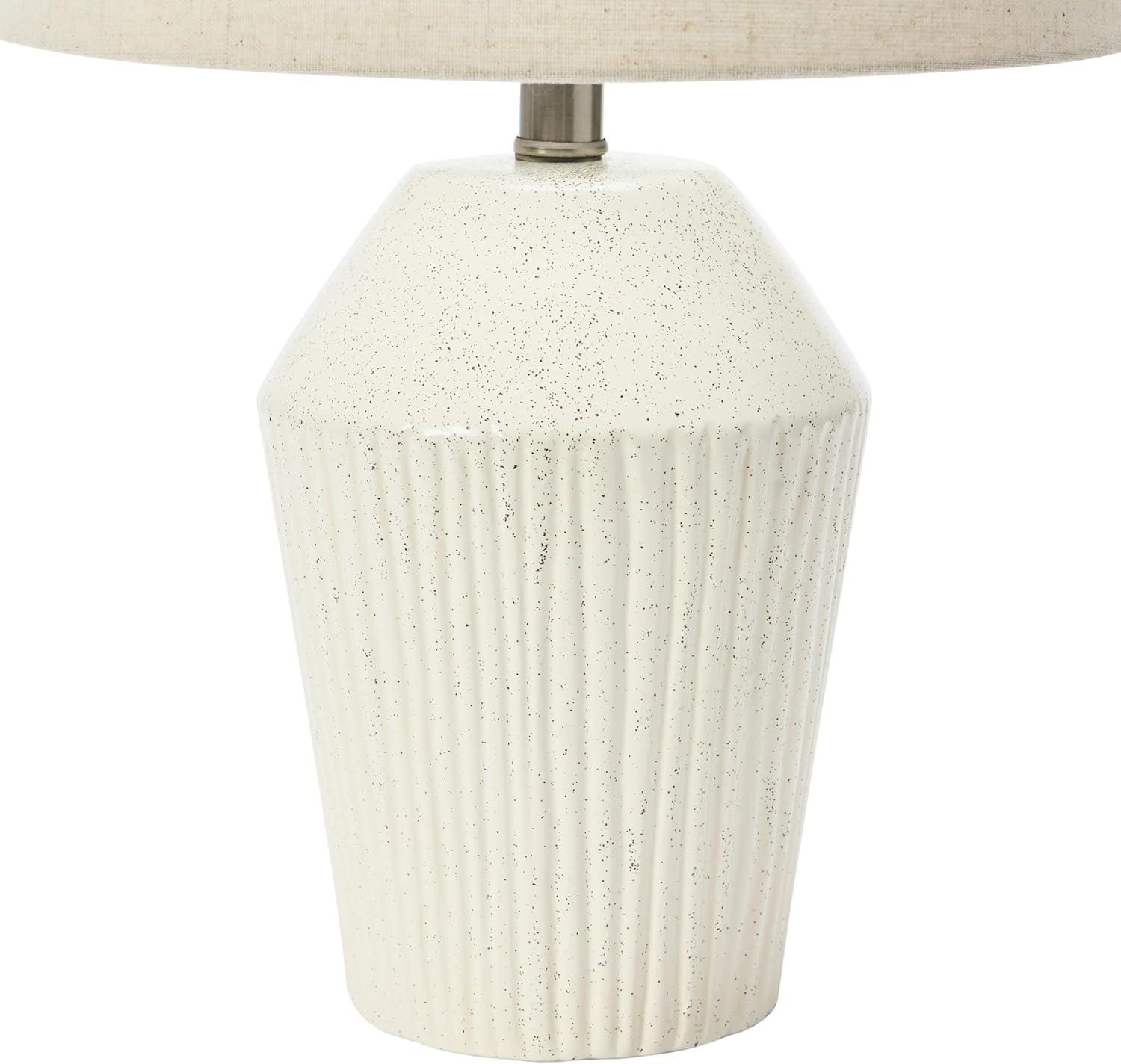 Creative CoOp 13quot Round Stoneware Desk Lamp BlackWhite