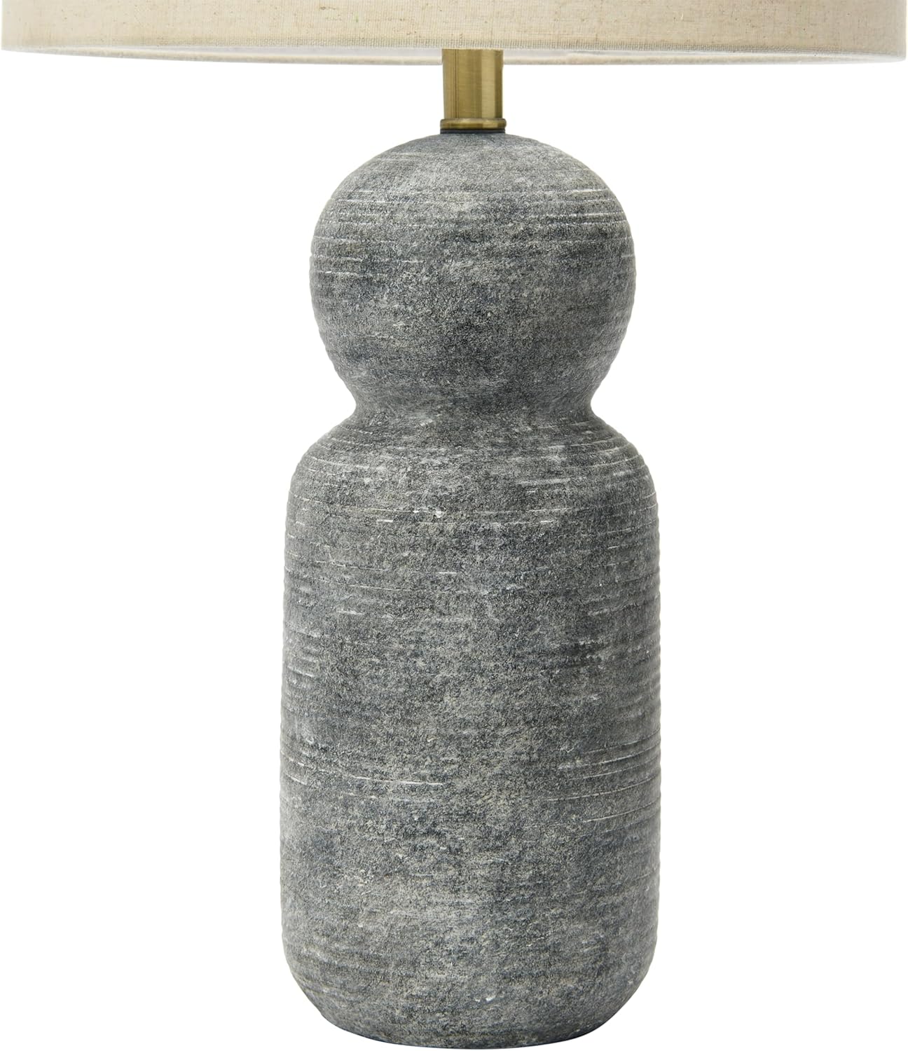 Creative CoOp 14quot Round Stoneware Desk Lamp Dark Grey