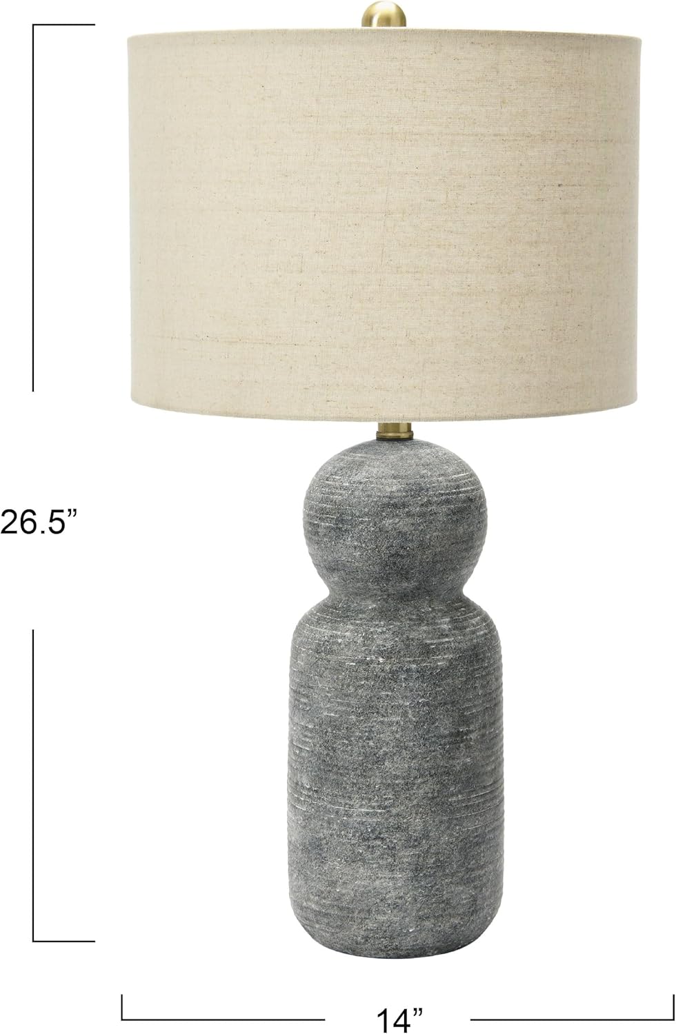 Creative CoOp 14quot Round Stoneware Desk Lamp Dark Grey