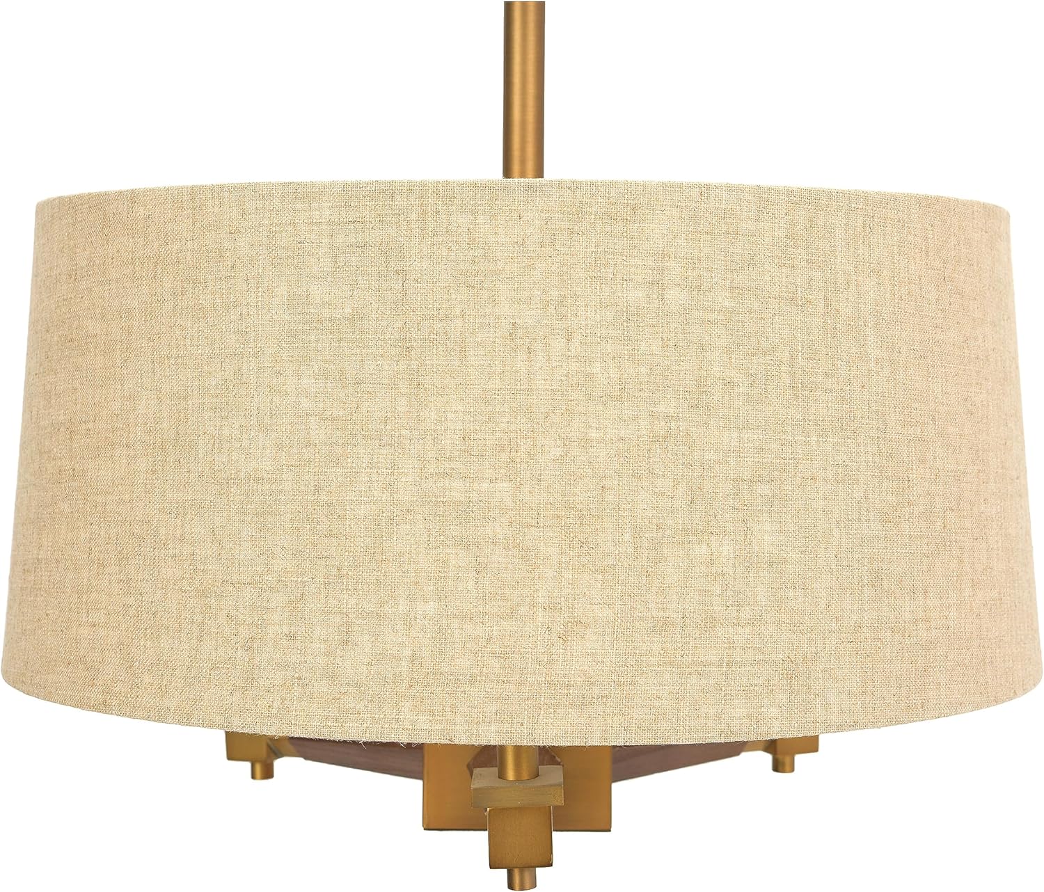 Creative CoOp 18 Inch Brushed Gold and Wood Drum Pendant