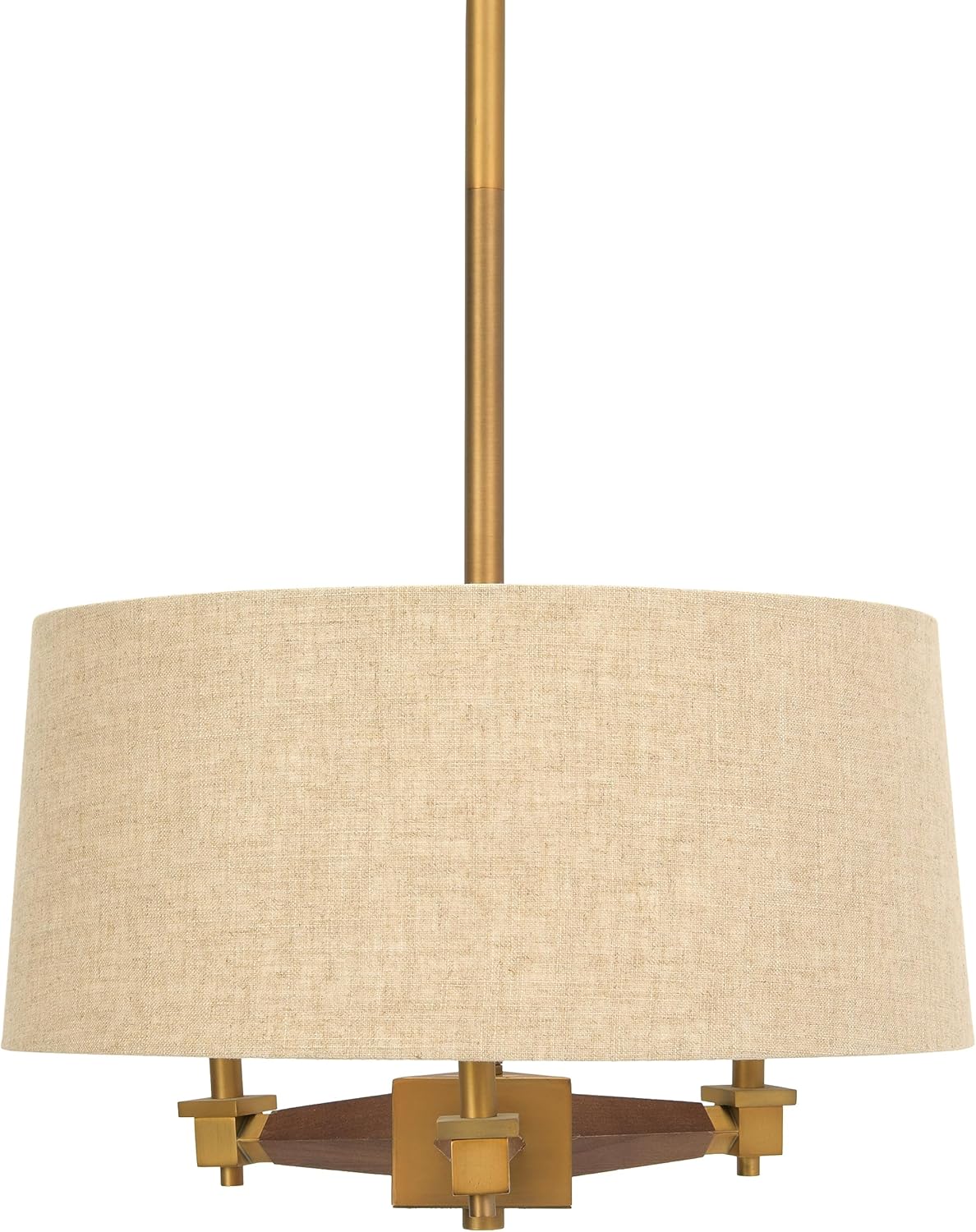 Creative CoOp 18 Inch Brushed Gold and Wood Drum Pendant