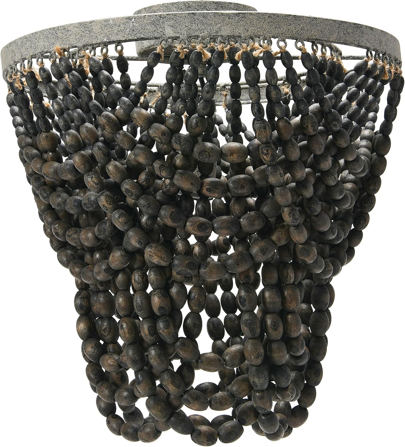 Creative CoOp 2Tier Draped Wood Bead Chandelier WhiteDark Grey