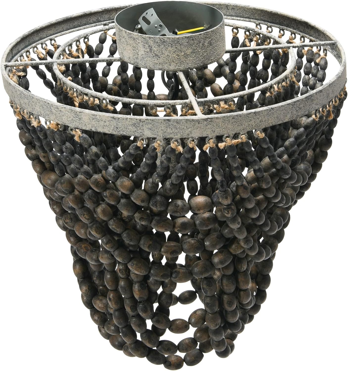 Creative CoOp 2Tier Draped Wood Bead Chandelier WhiteDark Grey