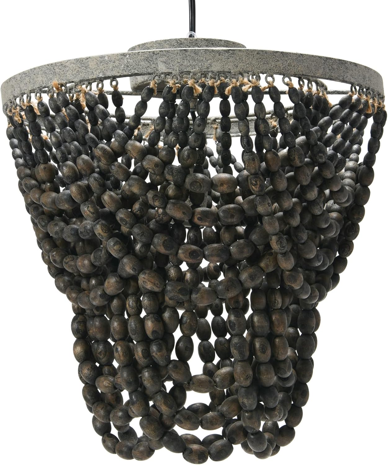Creative CoOp 2Tier Draped Wood Bead Chandelier WhiteDark Grey