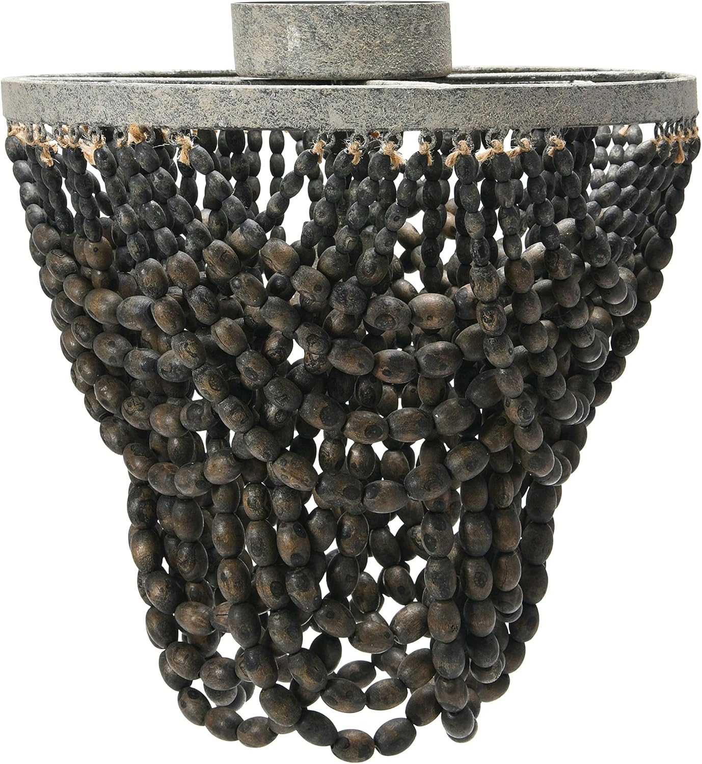 Creative CoOp 2Tier Draped Wood Bead Chandelier WhiteDark Grey
