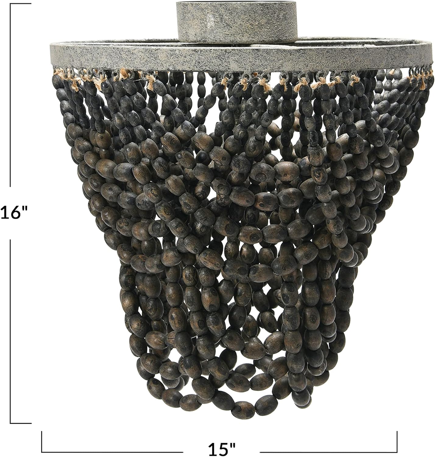 Creative CoOp 2Tier Draped Wood Bead Chandelier WhiteDark Grey