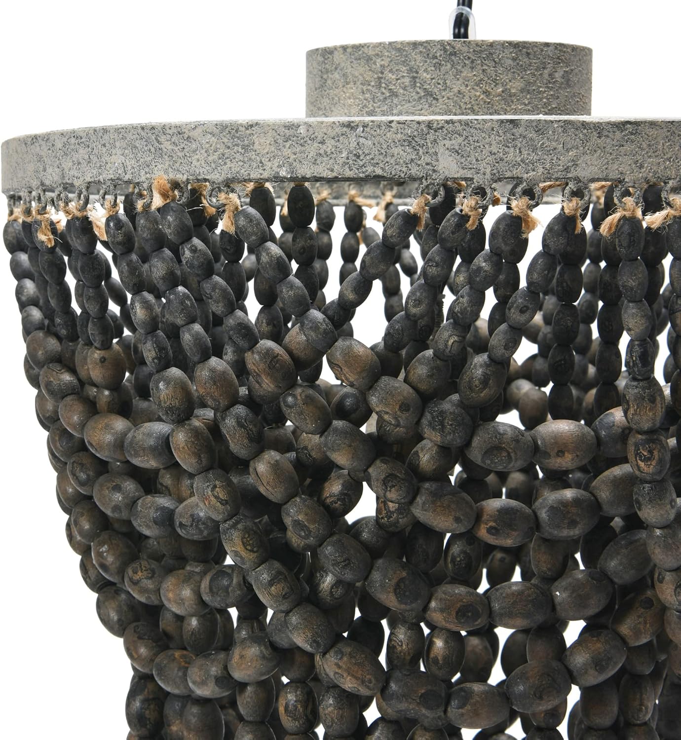 Creative CoOp 2Tier Draped Wood Bead Chandelier WhiteDark Grey