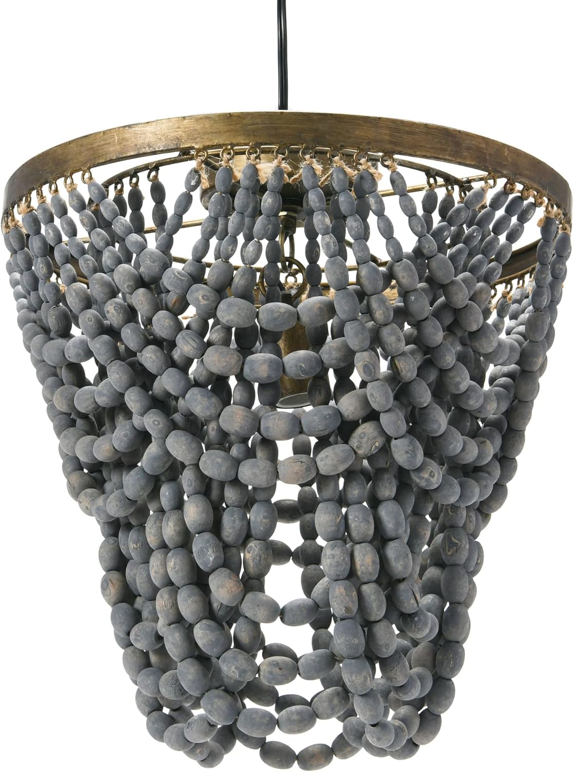 Creative CoOp 2Tier Draped Wood Bead Chandelier WhiteLight Gray