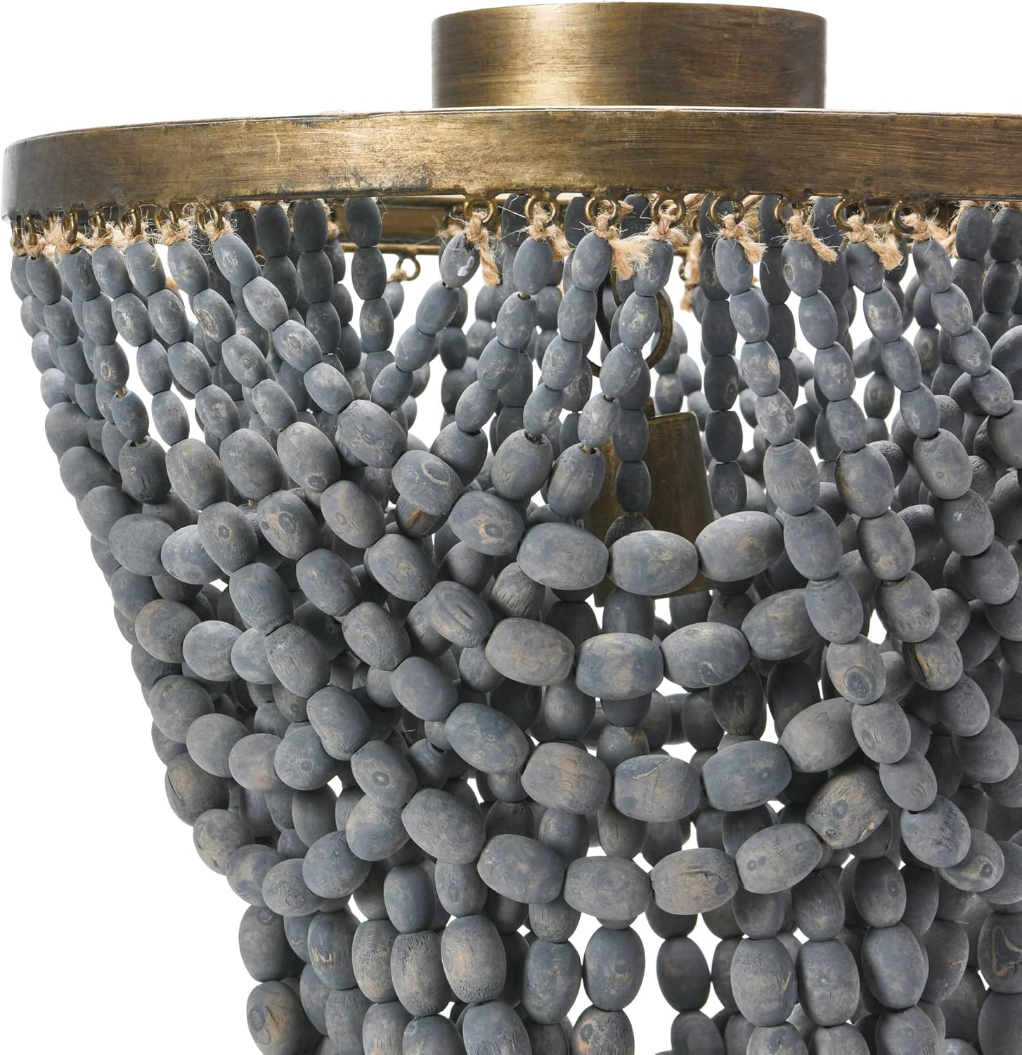 Creative CoOp 2Tier Draped Wood Bead Chandelier WhiteLight Gray