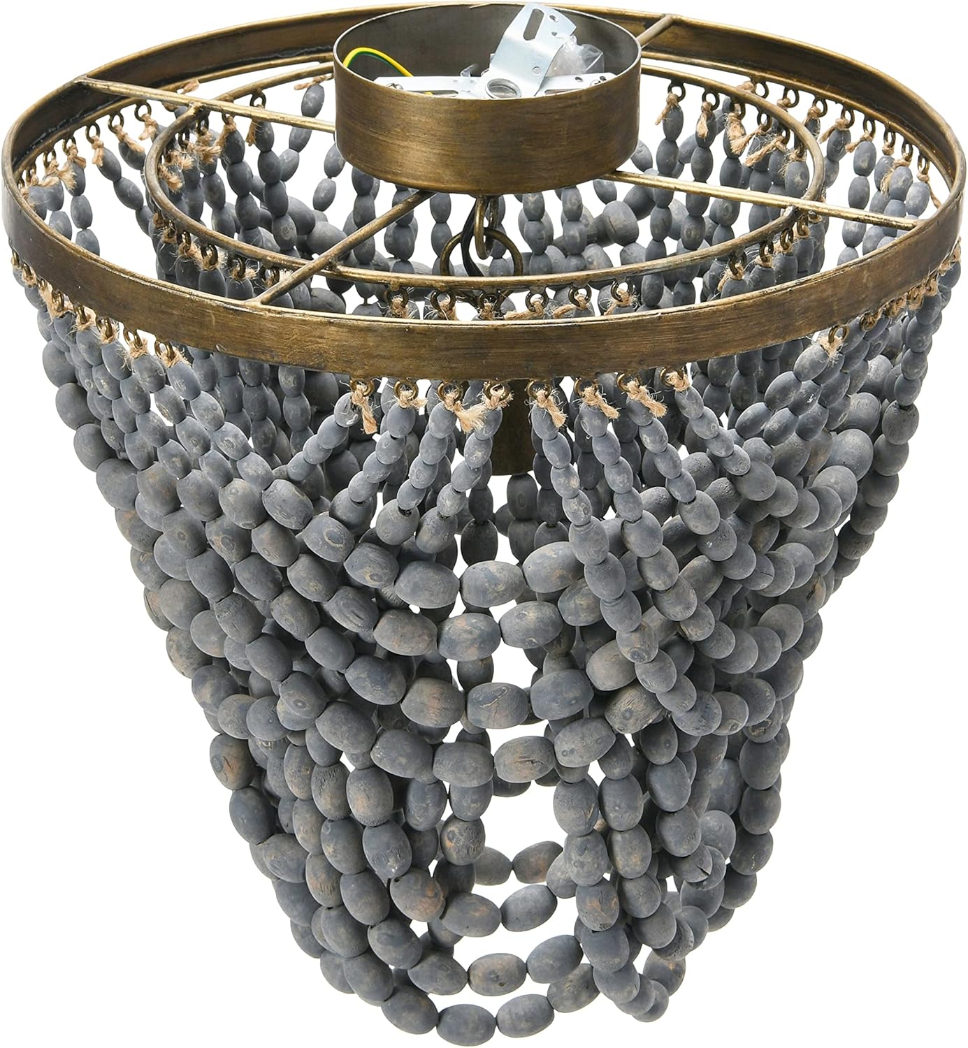 Creative CoOp 2Tier Draped Wood Bead Chandelier WhiteLight Gray