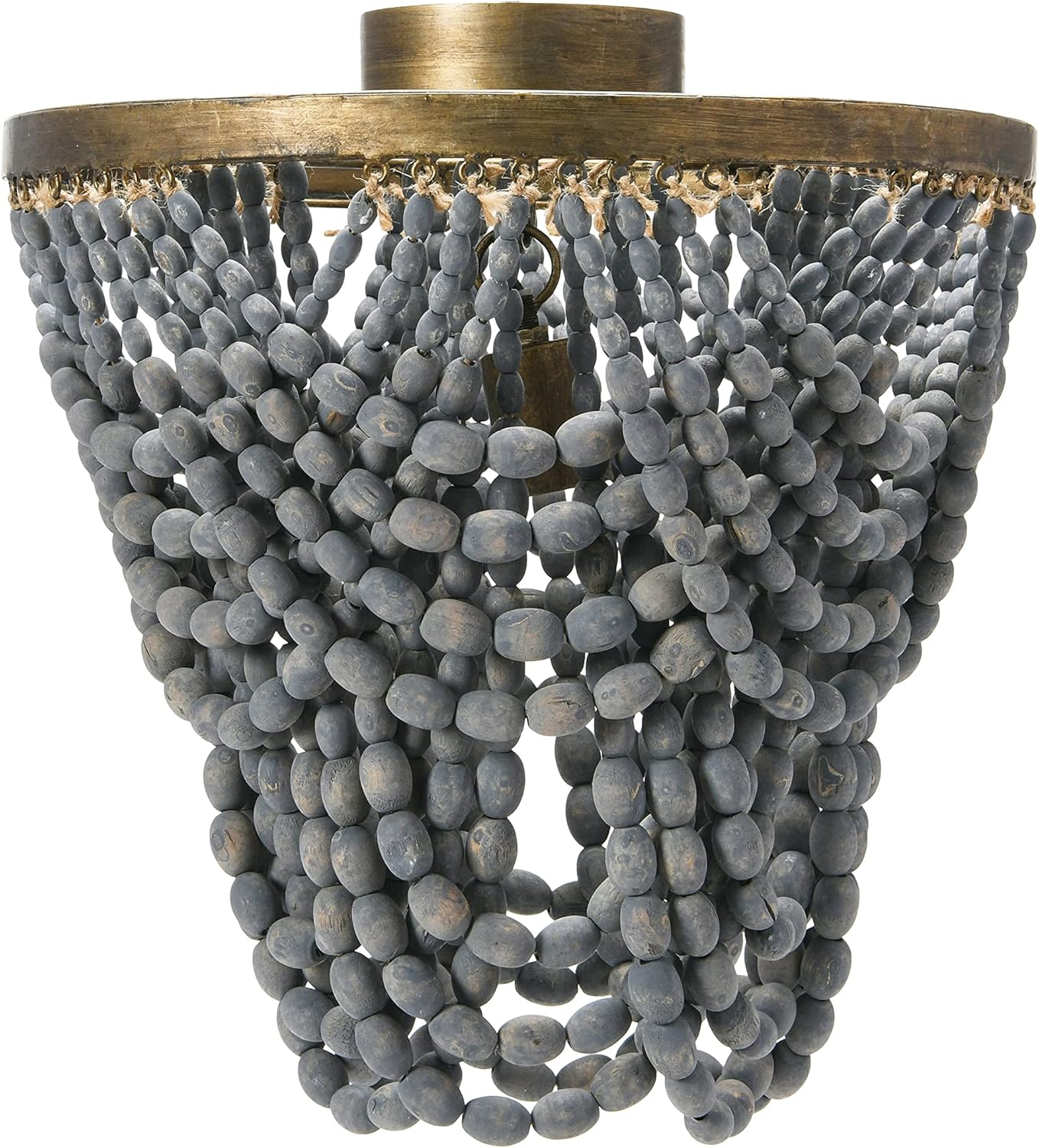Creative CoOp 2Tier Draped Wood Bead Chandelier WhiteLight Gray