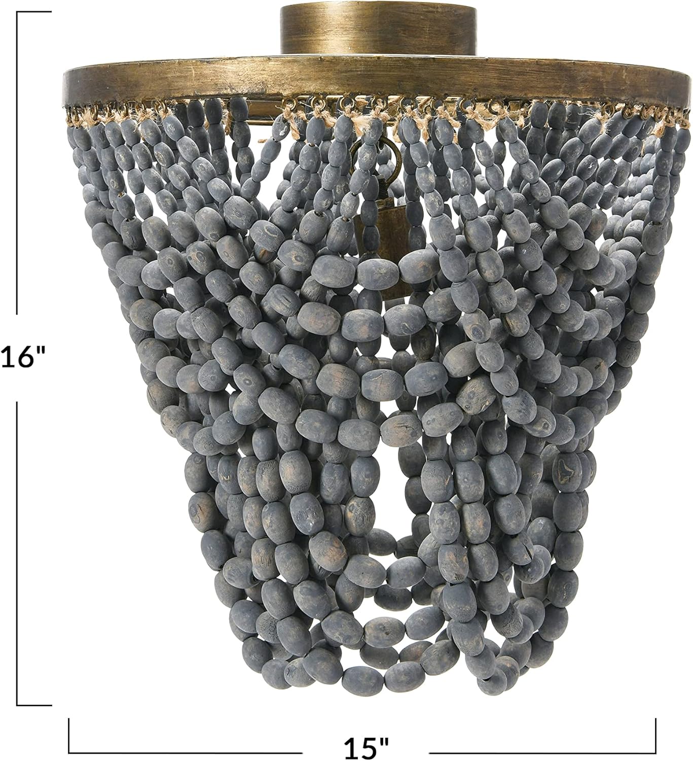 Creative CoOp 2Tier Draped Wood Bead Chandelier WhiteLight Gray