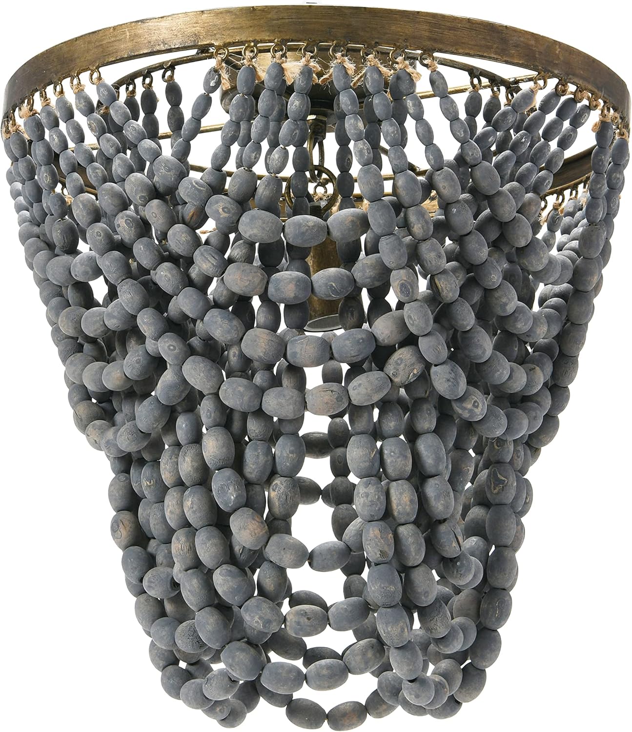 Creative CoOp 2Tier Draped Wood Bead Chandelier WhiteLight Gray