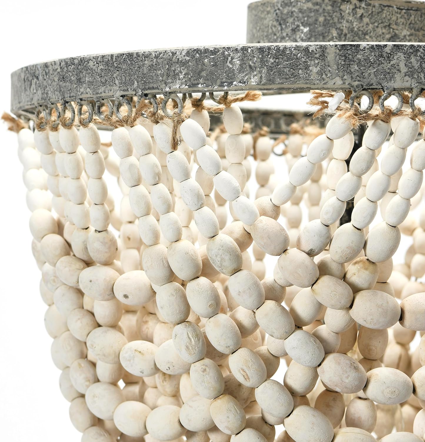 Creative CoOp 2Tier Draped Wood Bead Chandelier WhiteWhite
