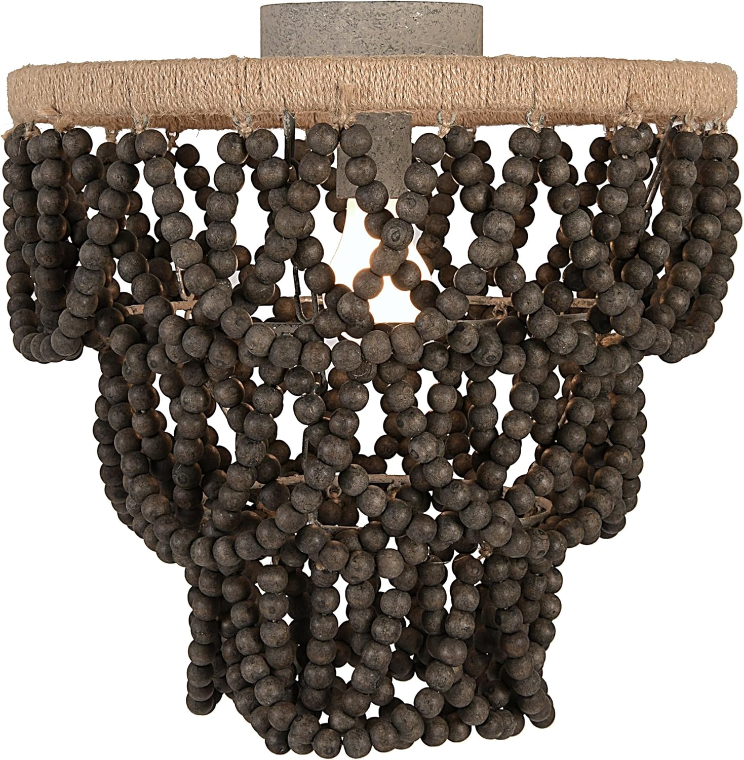 Creative CoOp 3Tier Draped Wood Bead SemiFlush Mount Chandelier Dark Gray