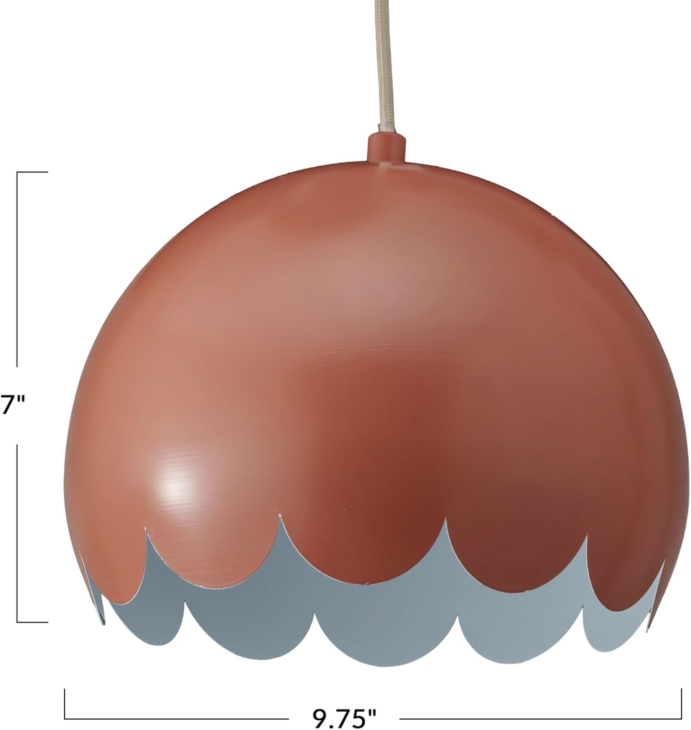 Creative CoOp 40 Watt Scalloped Metal Pendant Lamp Clay Color