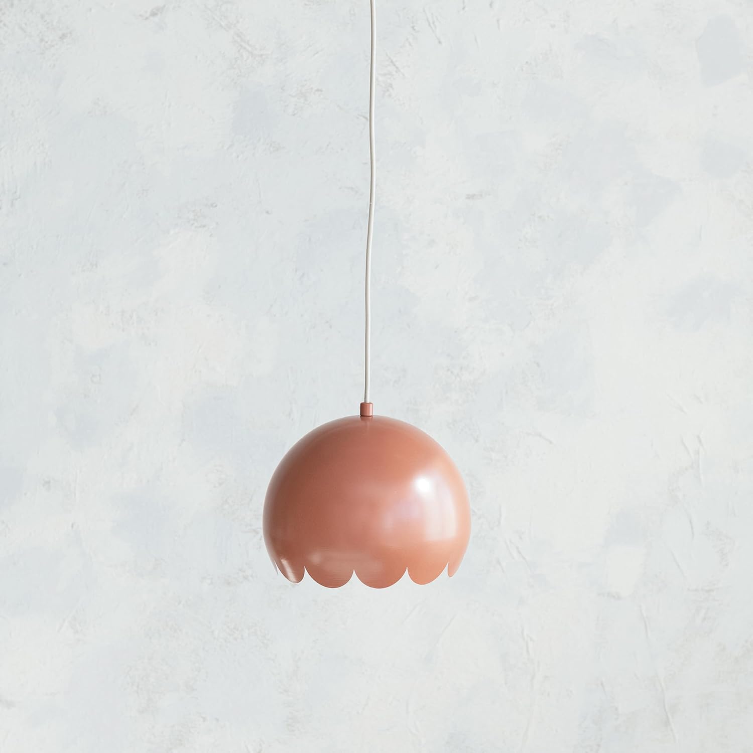 Creative CoOp 40 Watt Scalloped Metal Pendant Lamp Clay Color