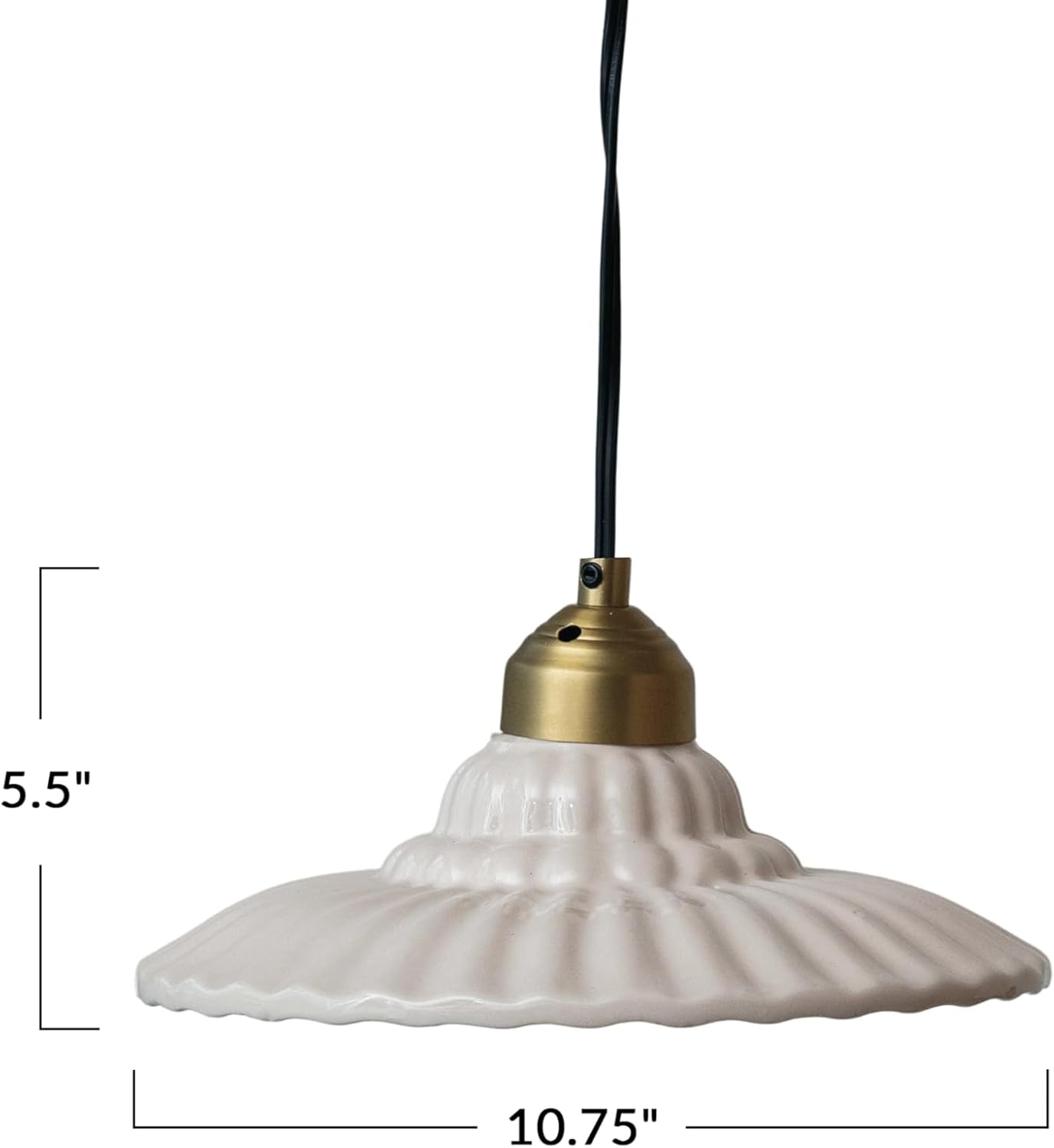 Creative CoOp 40Watt Elegant Stoneware Pleated Pendant Lamp Cream