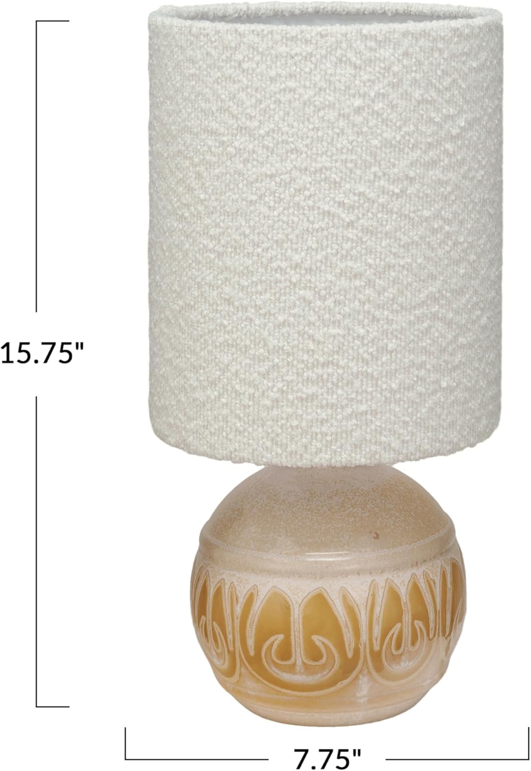 Creative CoOp 60 Watt Sunlit Embossed Stoneware Table Lamp Set Yellow and Cream Set of 2