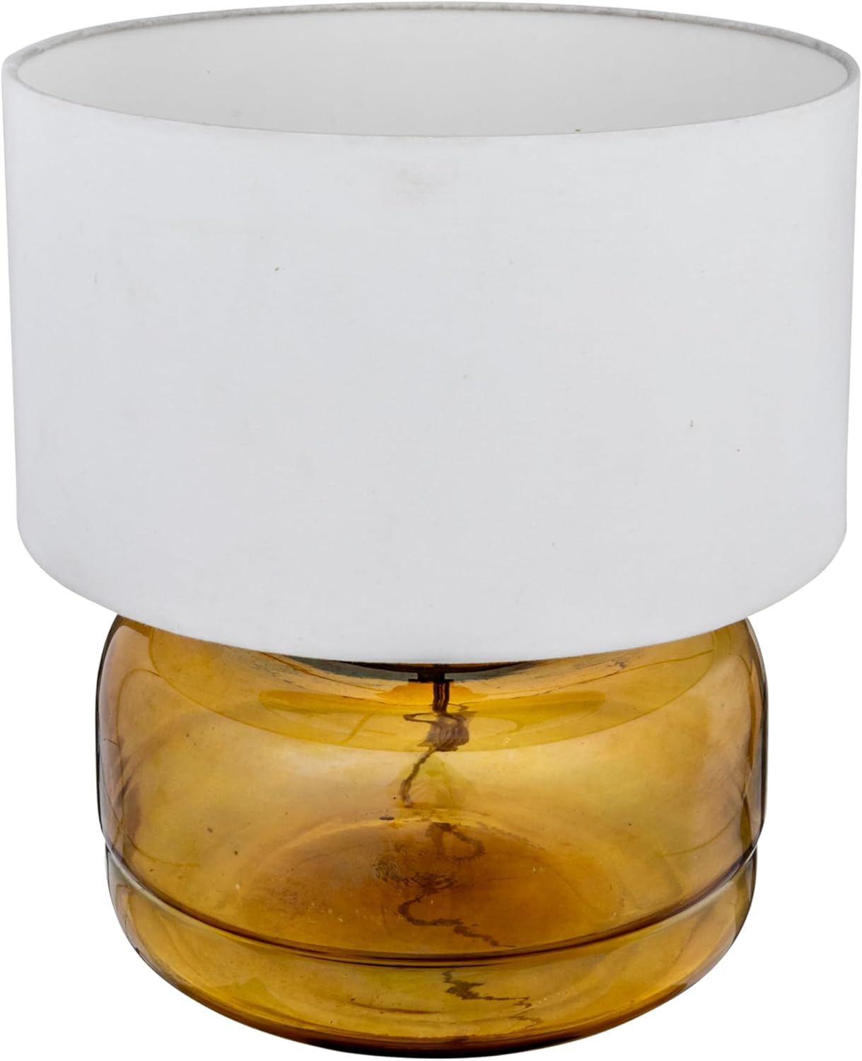 Creative CoOp Amber Glass Table Lamp with White Cotton Shade