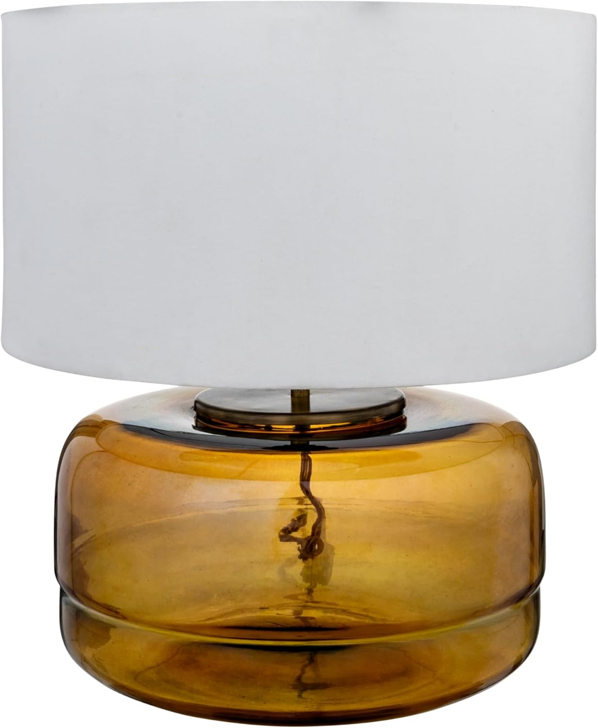 Creative CoOp Amber Glass Table Lamp with White Cotton Shade