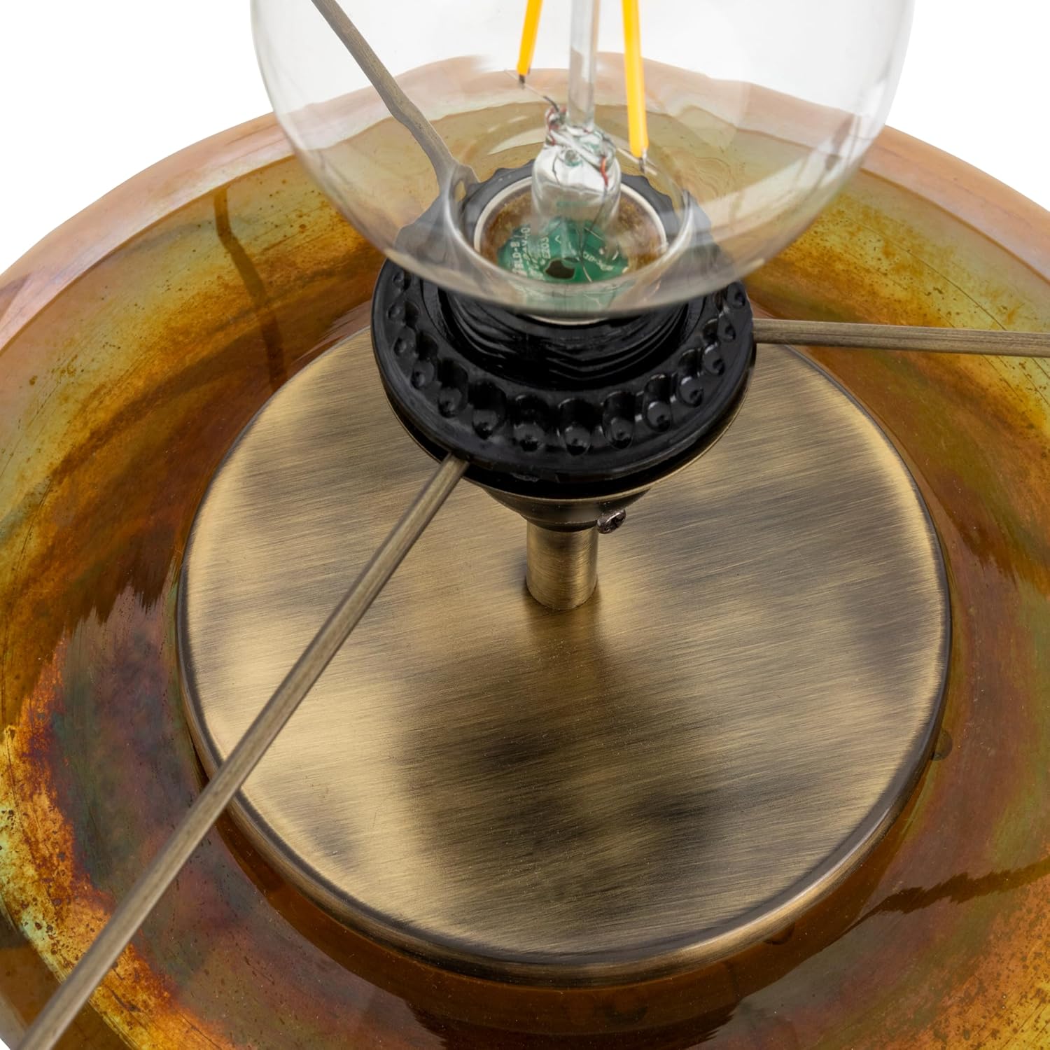 Creative CoOp Amber Glass Table Lamp with White Cotton Shade