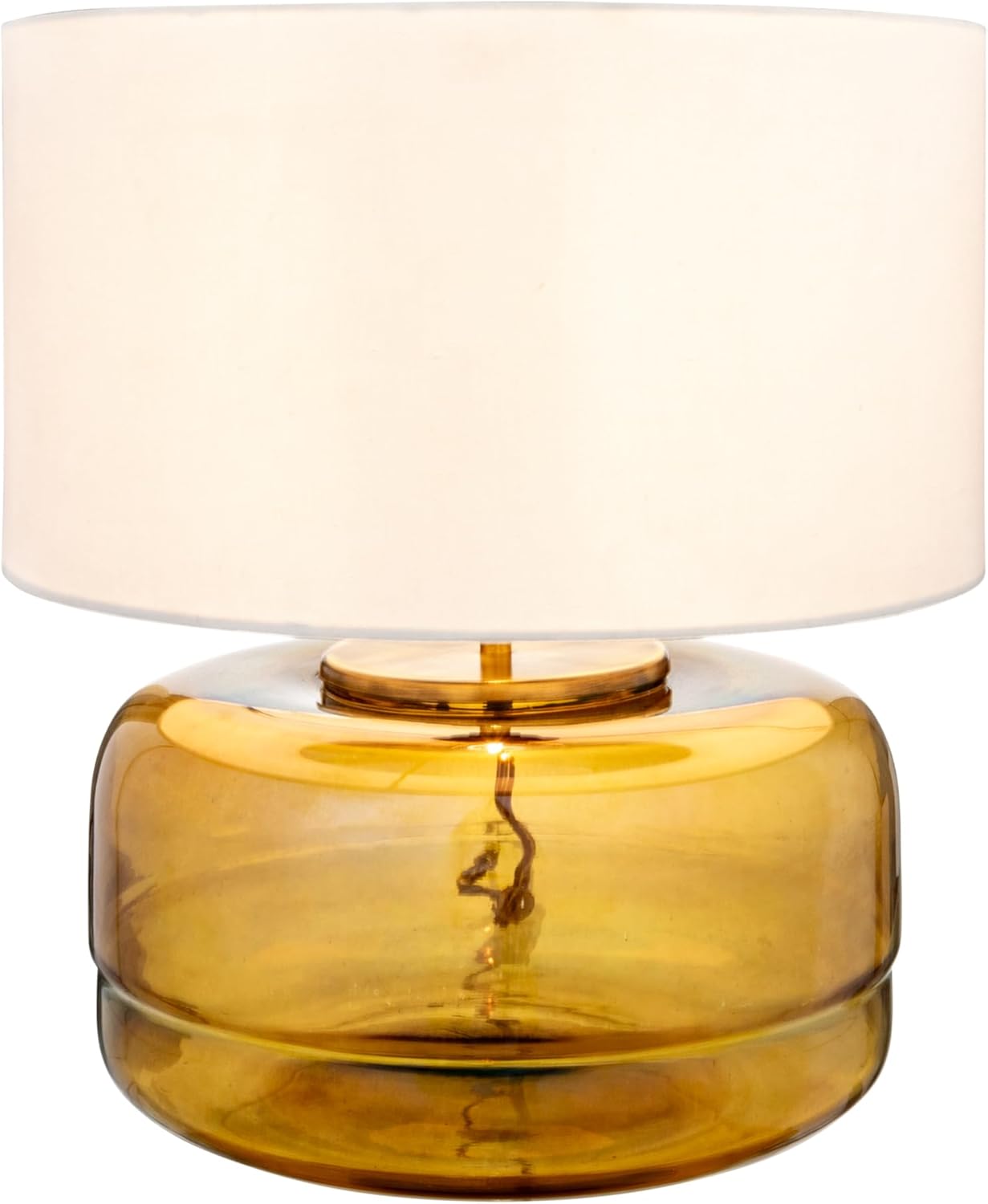 Creative CoOp Amber Glass Table Lamp with White Cotton Shade