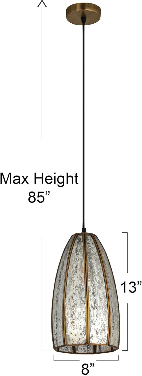 Creative CoOp Antiqued Mirrored Mercury Glass Pendant with Gold Diamond Framework DesignFramework Design