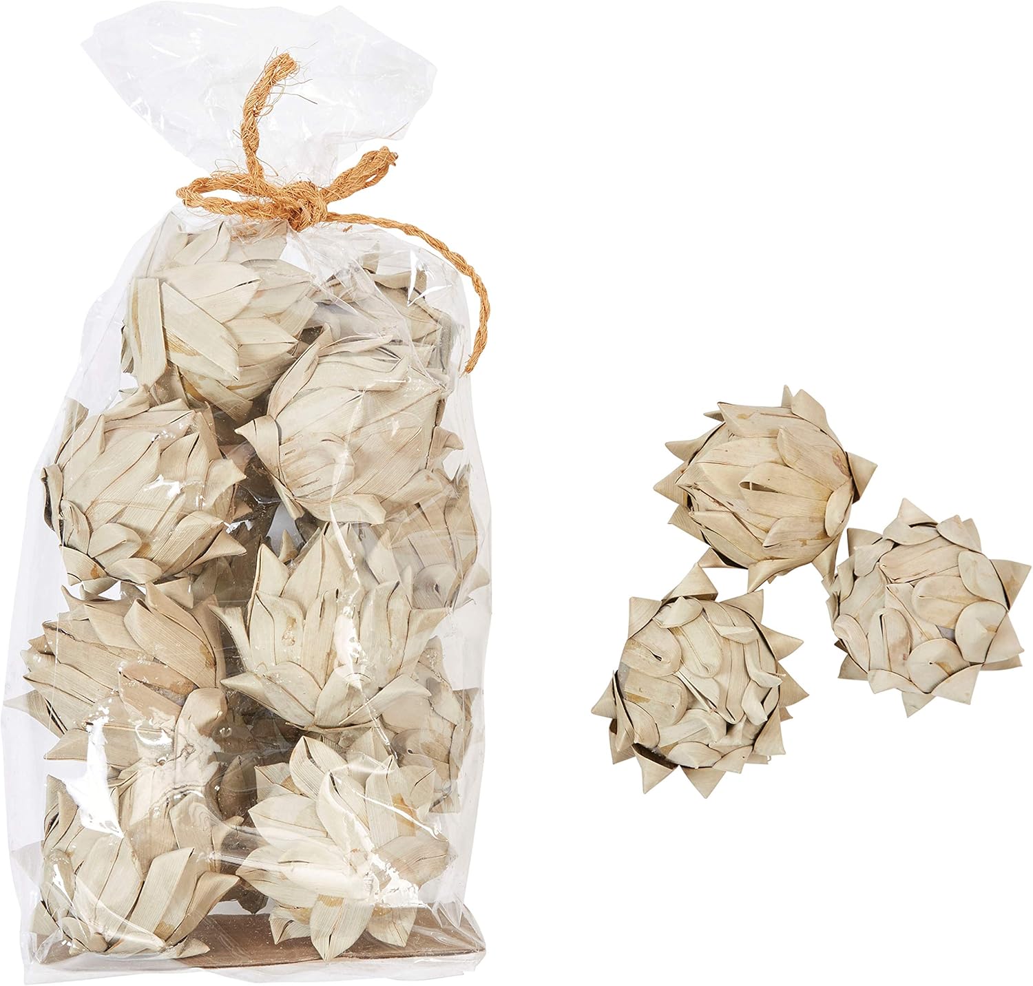 Creative CoOp Approximately 3quot H Handmade Dried Natural Leaf Bag Contains 13 Pieces Palm Lead Artichoke OffWhite CountPalm Leaf Artichoke
