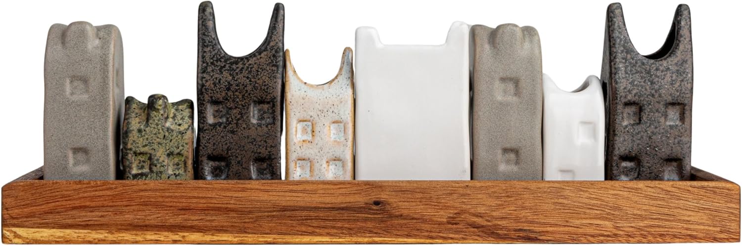 Creative CoOp Bohemian HouseShaped Stoneware Vase Set Multicolor Set of 8