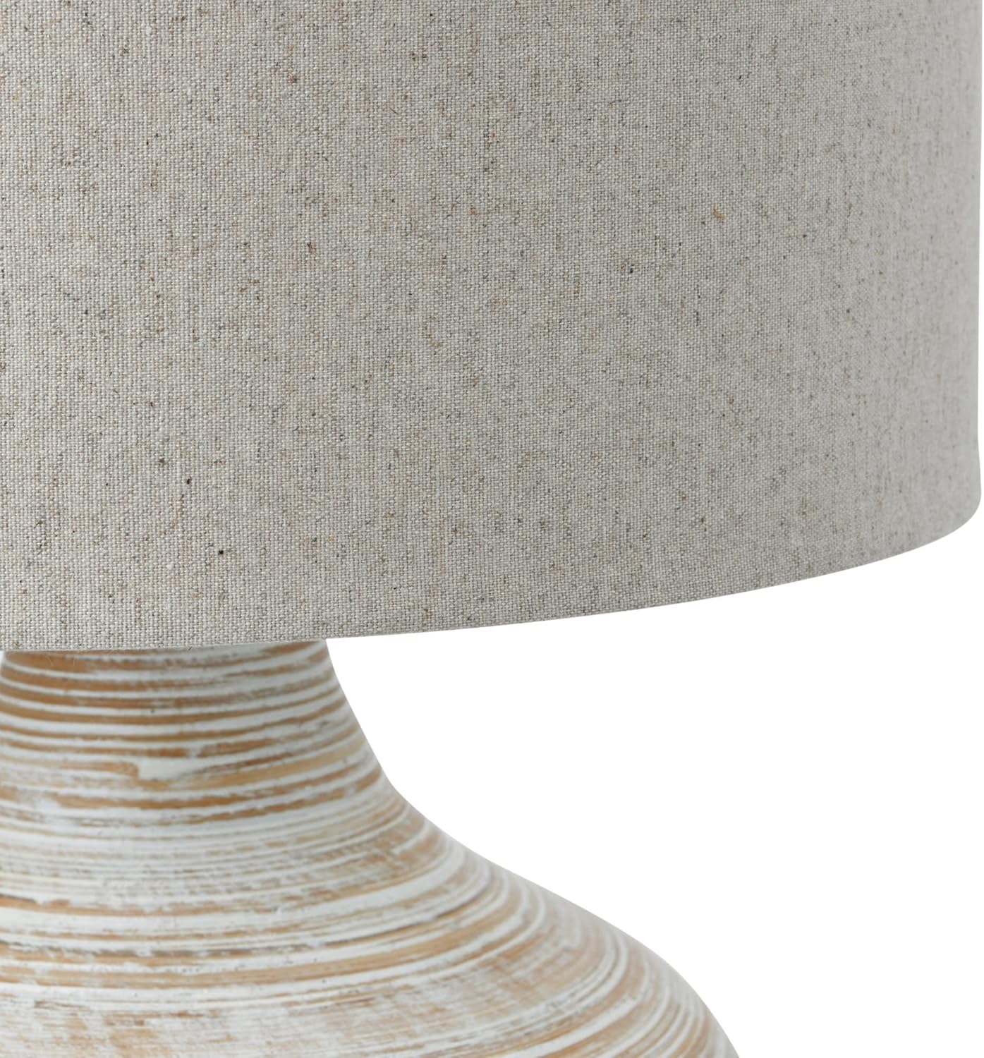 Creative CoOp Boho Bamboo Linen Shade Set of 2 White Wash Finish Table Lamp
