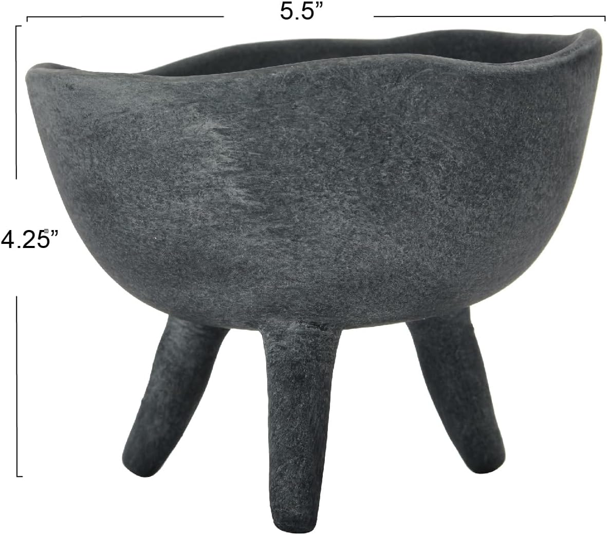 Creative CoOp Boho Terracotta Footed Planter with Organic Edge Matte TaupeMatte Black