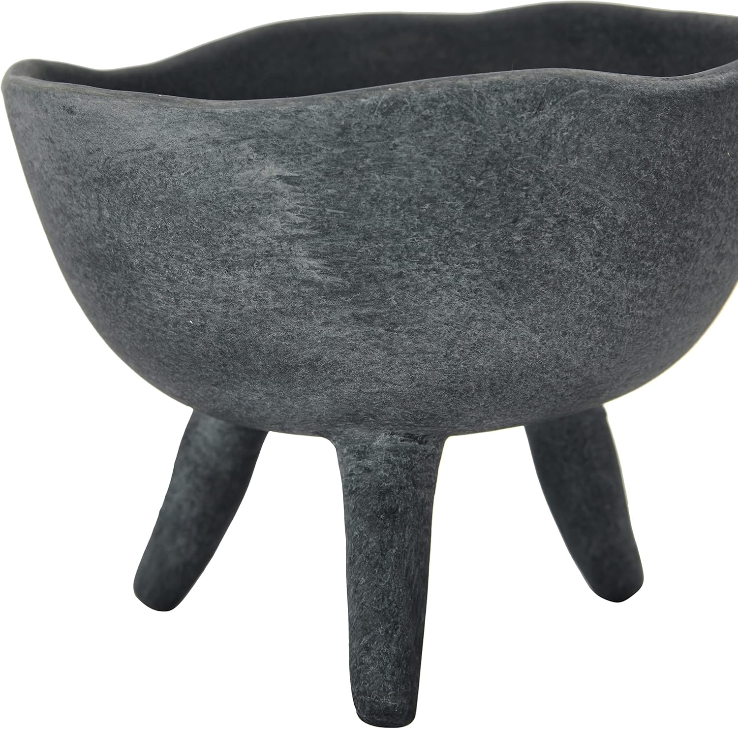 Creative CoOp Boho Terracotta Footed Planter with Organic Edge Matte TaupeMatte Black
