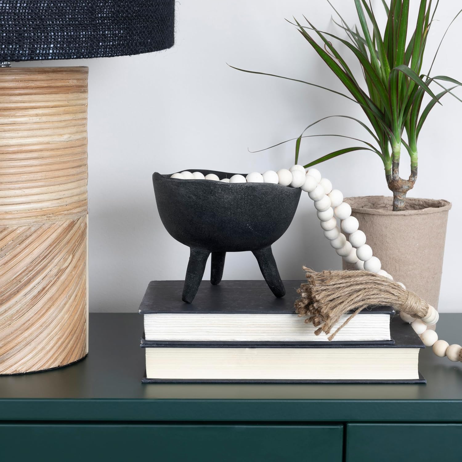 Creative CoOp Boho Terracotta Footed Planter with Organic Edge Matte TaupeMatte Black