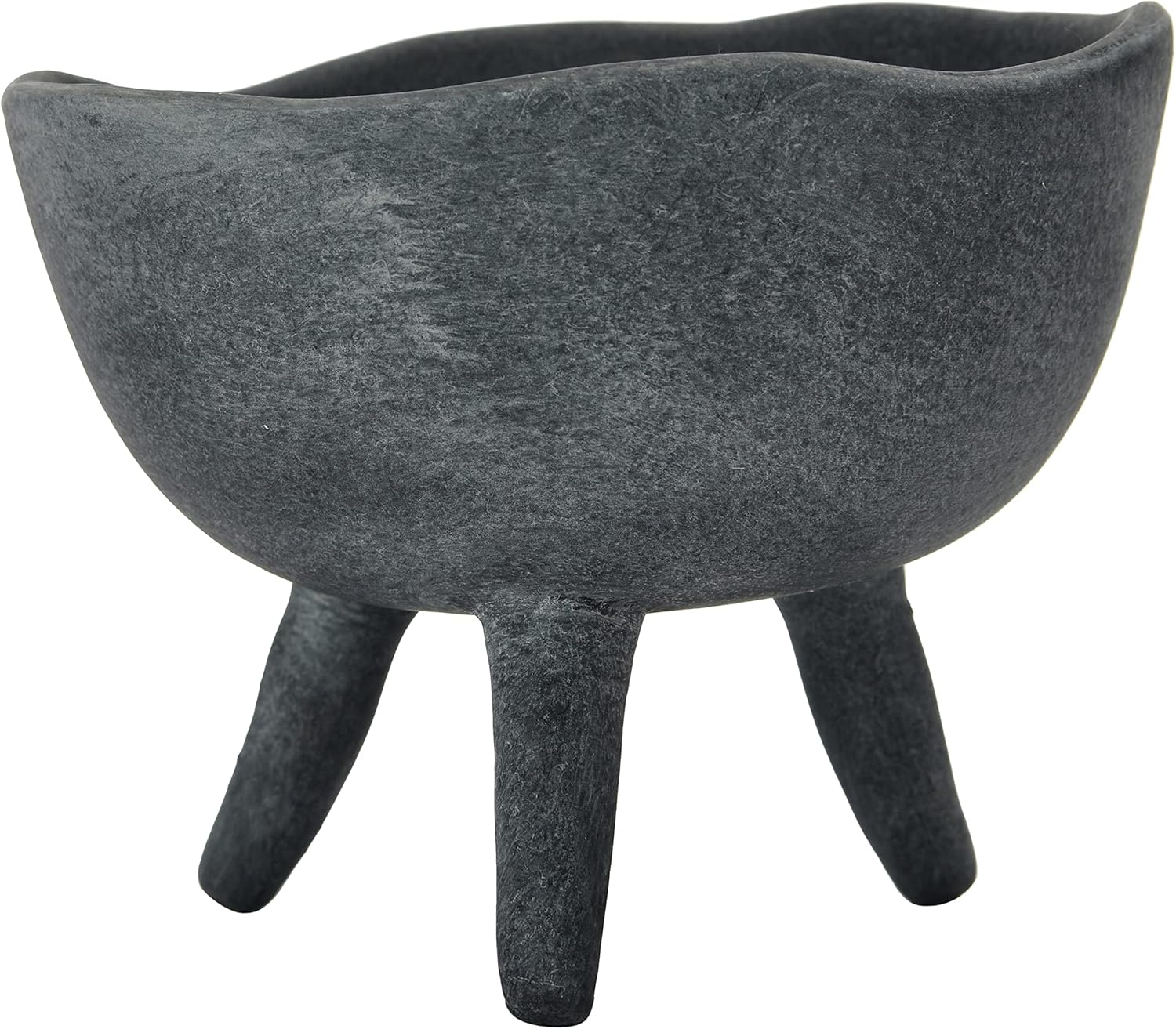 Creative CoOp Boho Terracotta Footed Planter with Organic Edge Matte TaupeMatte Black