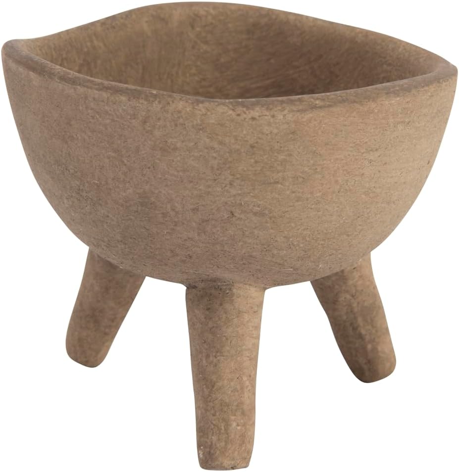 Creative CoOp Boho Terracotta Footed Planter with Organic Edge Matte TaupeTaupe