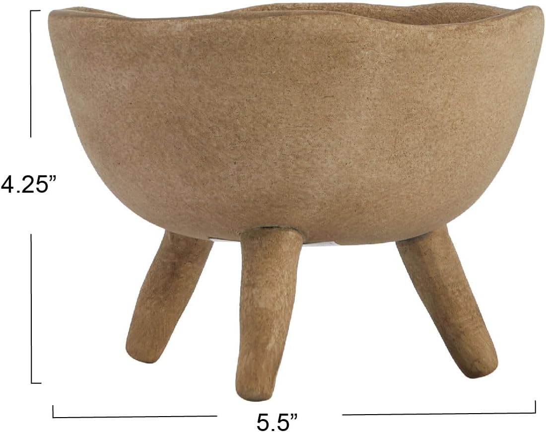 Creative CoOp Boho Terracotta Footed Planter with Organic Edge Matte TaupeTaupe