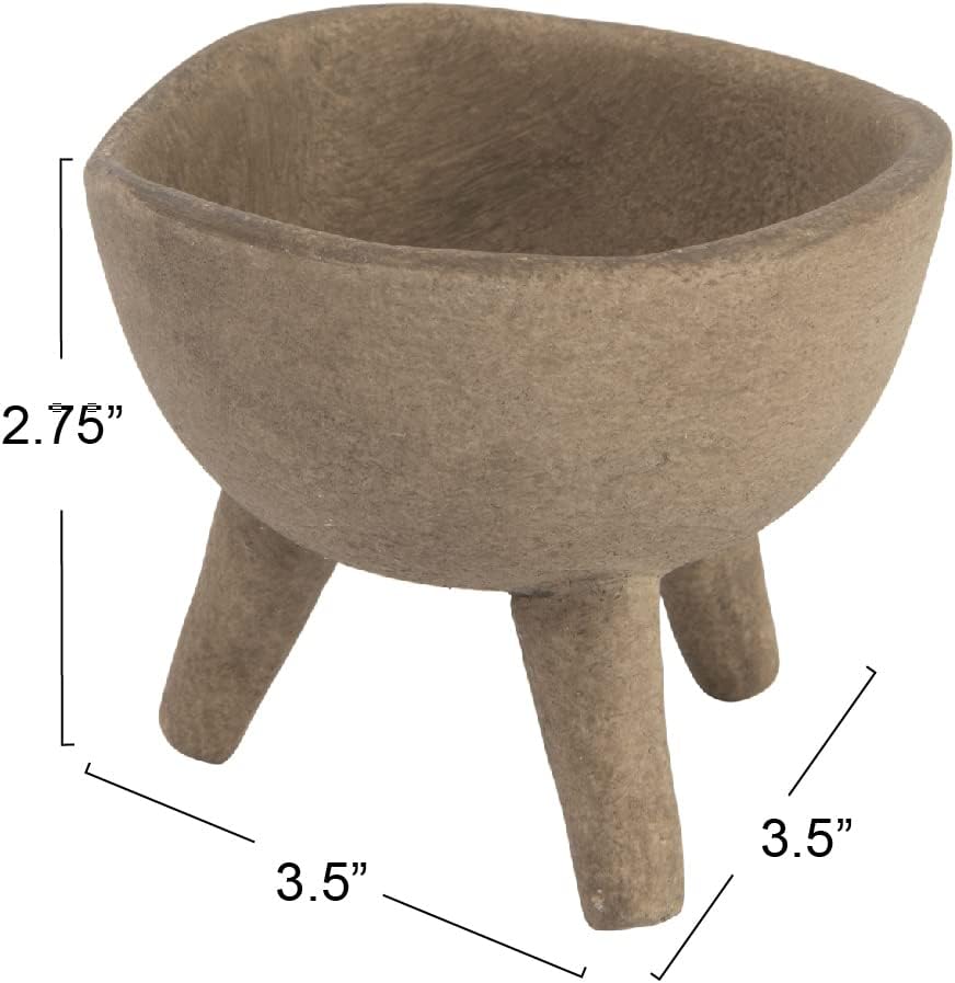 Creative CoOp Boho Terracotta Footed Planter with Organic Edge Matte TaupeTaupe