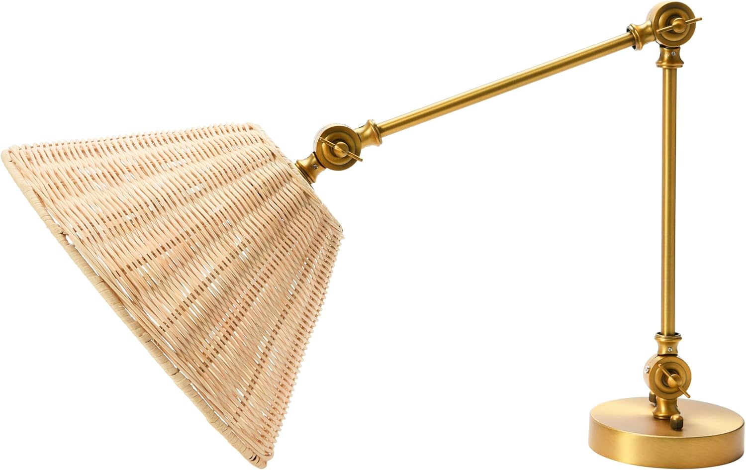 Creative CoOp Coastal Adjustable Wall Sconce with Black Rattan Shade Antique Brass FinishAntique Brass