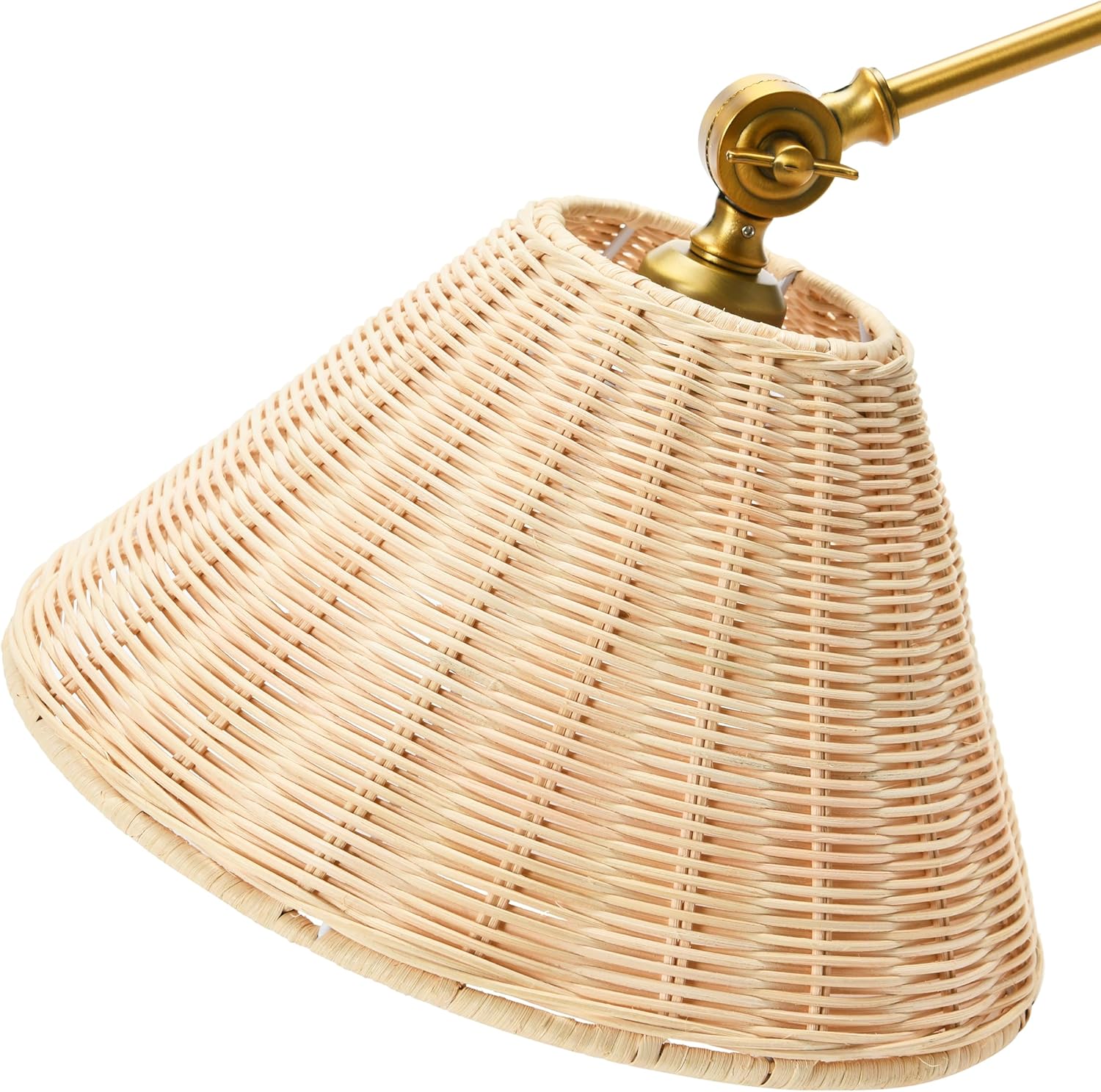 Creative CoOp Coastal Adjustable Wall Sconce with Black Rattan Shade Antique Brass FinishAntique Brass