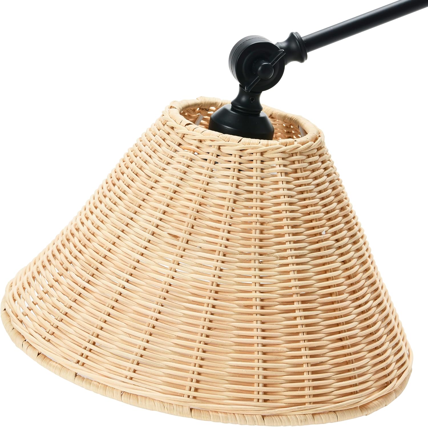 Creative CoOp Coastal Adjustable Wall Sconce with Black Rattan Shade Antique Brass FinishBlack