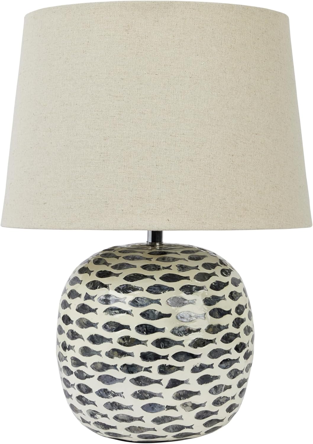 Creative CoOp Coastal Capiz and Bamboo Fish Design Set of 2 Blue and White Table Lamp