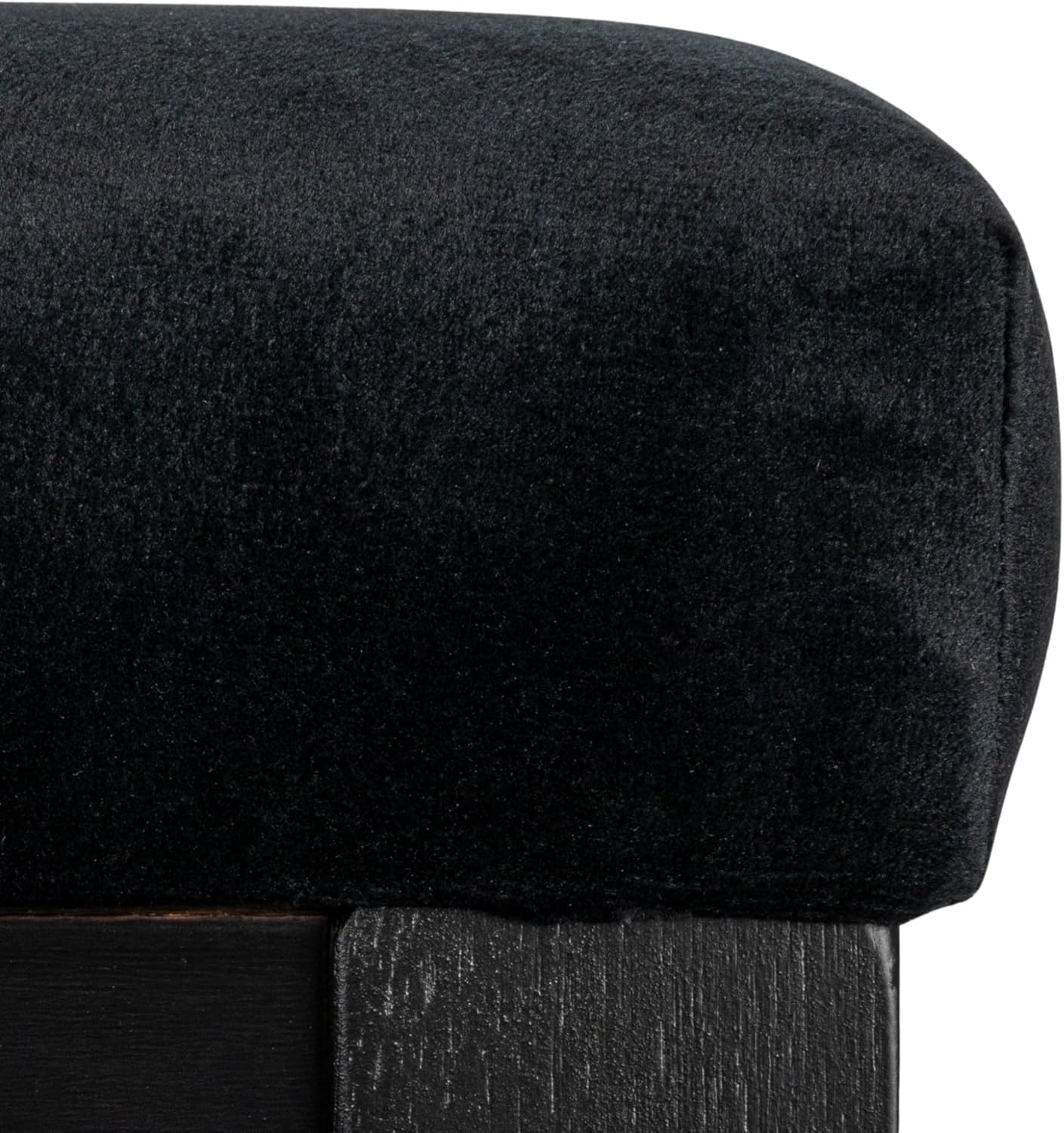 Creative CoOp Crawford Mid Century Modern Solid Wood Black Arm Chair with Natural Woven Cane Back and Velvet Upholstered Seat BlackBlack and Natural