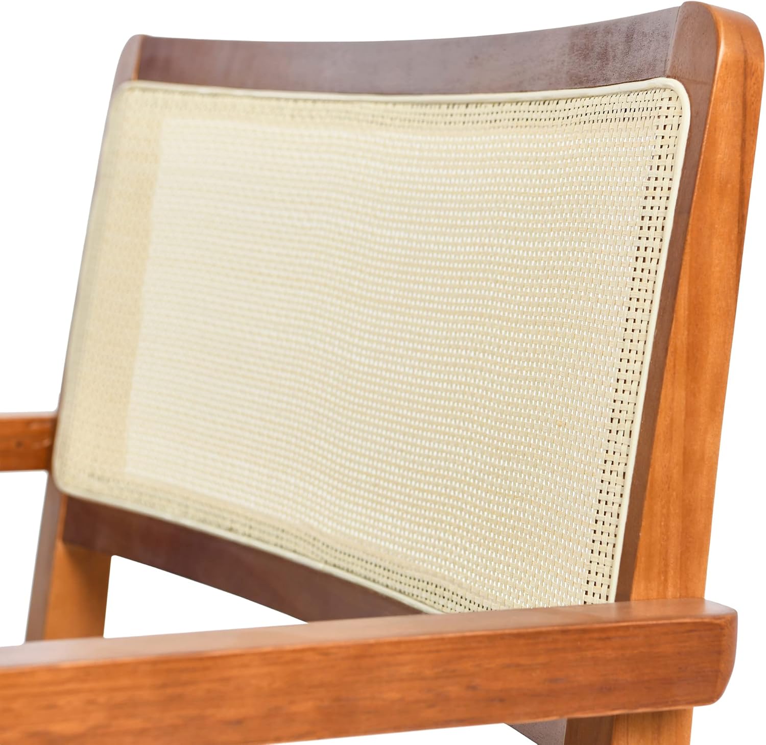 Creative CoOp Crawford Mid Century Modern Solid Wood Black Arm Chair with Natural Woven Cane Back and Velvet Upholstered Seat BlackDark Green