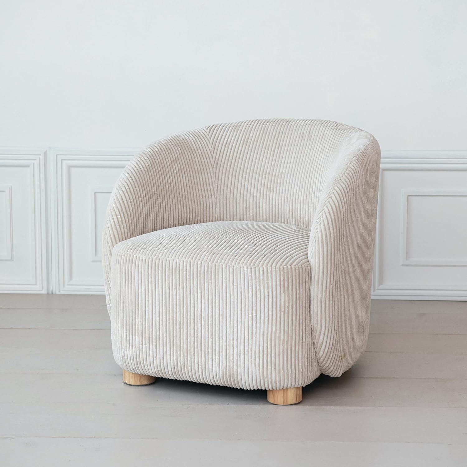 Creative CoOp Cream Corduroy Fabric Upholstered Arm Chair